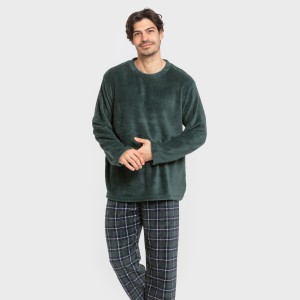 Pigiama pile coral uomo Cuadro Ruz verde 2