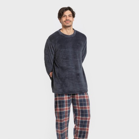 Pigiama pile coral uomo Cuadro Curtis blu navy