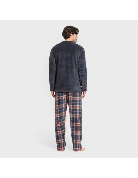Pigiama pile coral uomo Cuadro Curtis blu navy