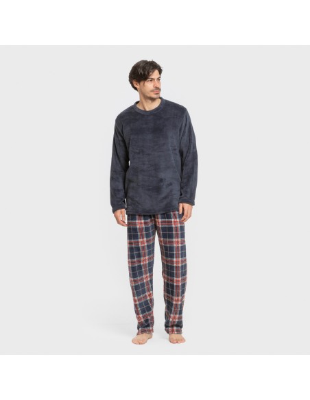 Pigiama pile coral uomo Cuadro Curtis blu navy