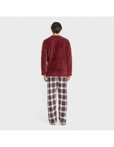 Pigiama pile coral uomo Cuadro Celestia bordeaux