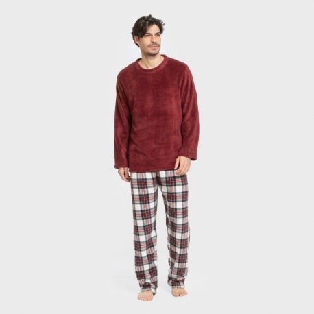 Pigiama pile coral uomo Cuadro Celestia bordeaux