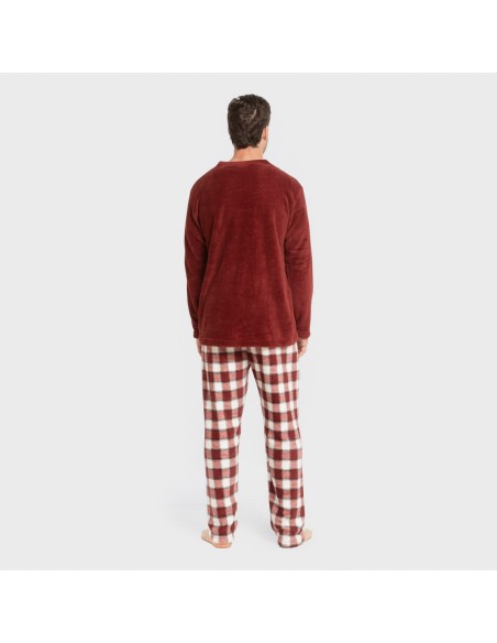 Pigiama pile coral uomo Cuadro Gustavo bordeaux