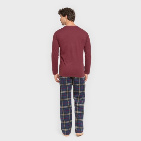 Pigiama uomo flanella Cuadro Tejada bordeaux