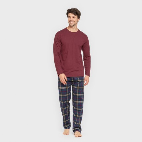 Pigiama uomo flanella Cuadro Tejada bordeaux