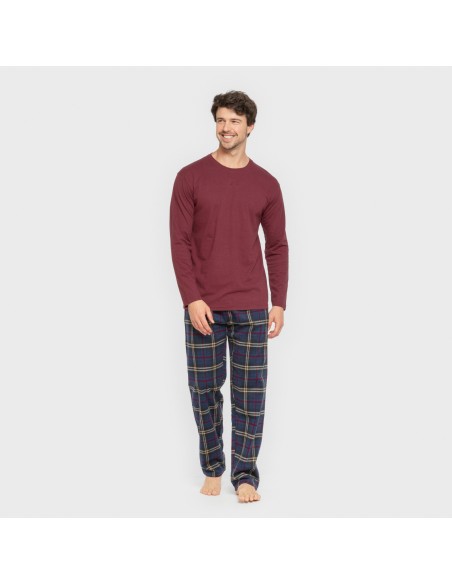 Pigiama uomo flanella Cuadro Tejada bordeaux Pigiama uomo flanella Cuadro Tejada bordeaux