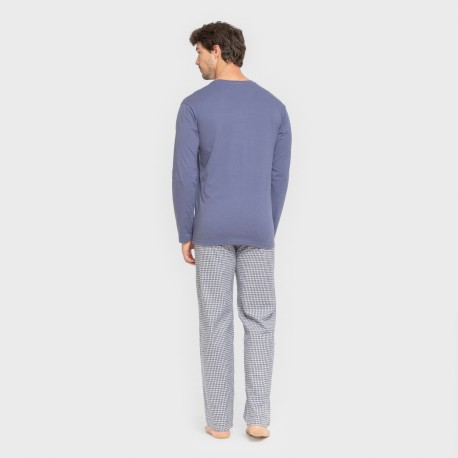 Pigiama uomo flanella Cuadro Saul blu