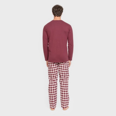 Pigiama uomo flanella Cuadro Gustavo bordeaux