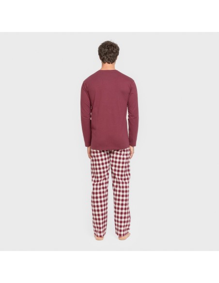 Pigiama uomo flanella Cuadro Gustavo bordeaux