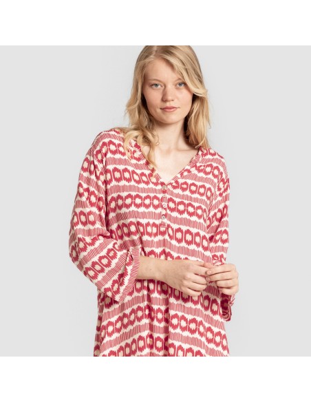 Camicia lunga viscosa Pastela rosa fragola