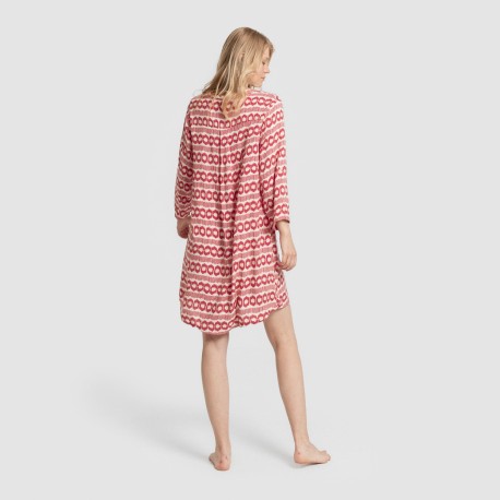 Camicia lunga viscosa Pastela rosa fragola