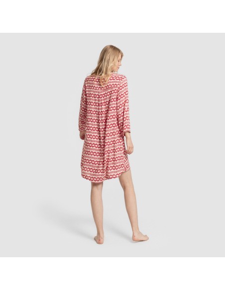 Camicia lunga viscosa Pastela rosa fragola