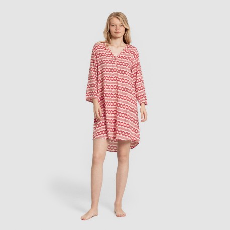 Camicia lunga viscosa Pastela rosa fragola