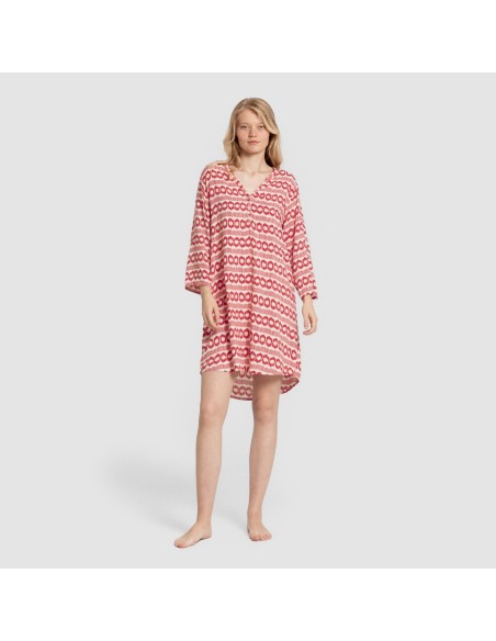 Camicia lunga viscosa Pastela rosa fragola