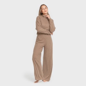 Jersey a collo alto crop 4x2 a costine - donna