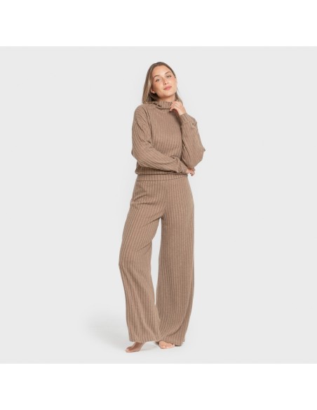 Jersey a collo alto crop 4x2 a costine - donna