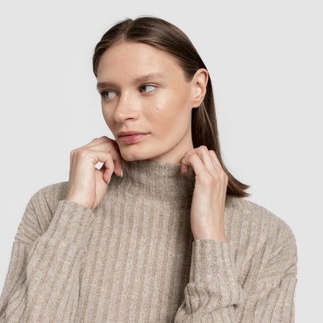 Jersey a collo alto crop 4x2 a costine - donna