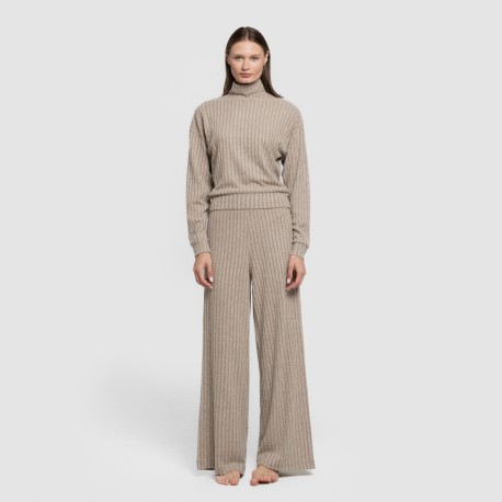 Jersey a collo alto crop 4x2 a costine - donna