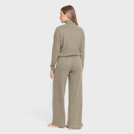 Jersey a collo alto crop 4x2 a costine - donna