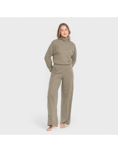 Jersey a collo alto crop 4x2 a costine - donna