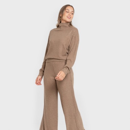 Pantalone lungo a palazzo 4x2 a costine - donna