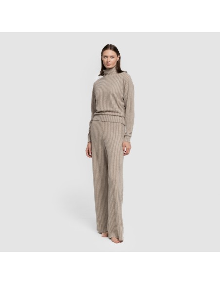 Pantalone lungo a palazzo 4x2 a costine - donna