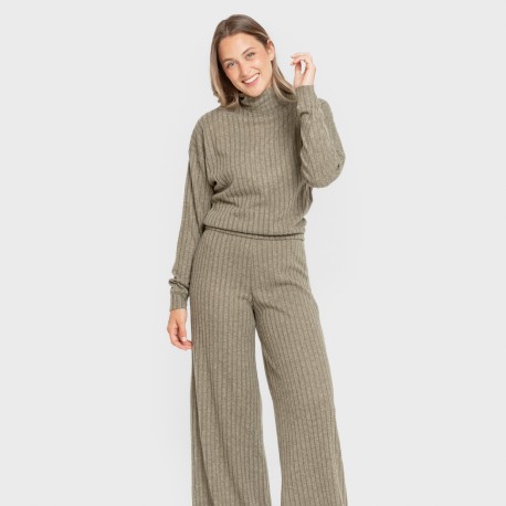 Pantalone lungo a palazzo 4x2 a costine - donna