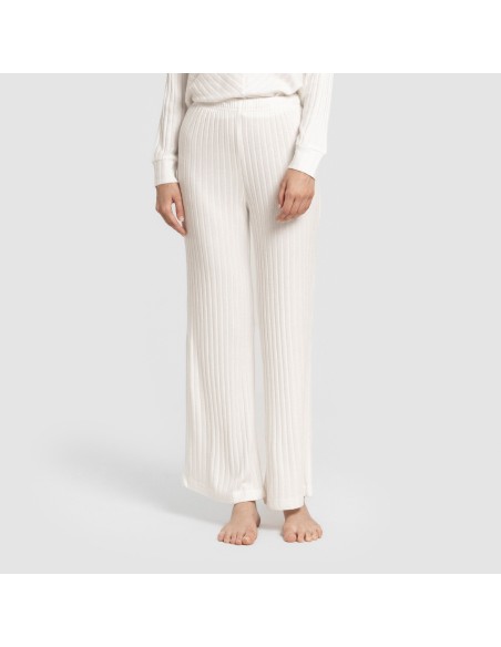Pantalone lungo in poliamide a costine - donna