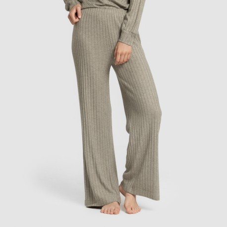 Pantalone lungo in poliamide a costine - donna