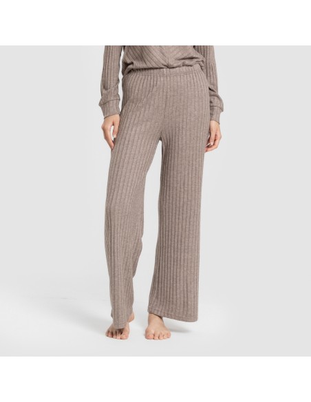 Pantalone lungo in poliamide a costine - donna