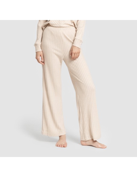 Pantalone lungo in poliamide a costine - donna