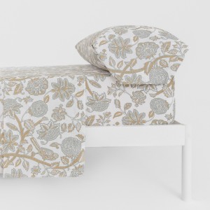 Set di lenzuola cotone Enelia verde salvia - ocra