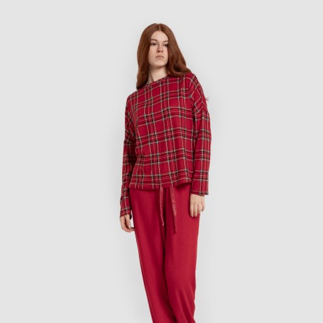 Pigiama lungo Secret donna Cuadro Nicolas rosso