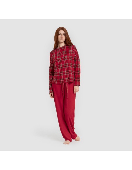 Pigiama lungo Secret donna Cuadro Nicolas rosso