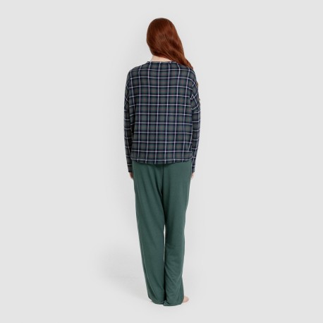 Pigiama lungo Secret donna Cuadro Ruz verde