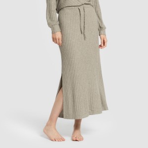 Gonna midi in poliammide a costine da donna 2