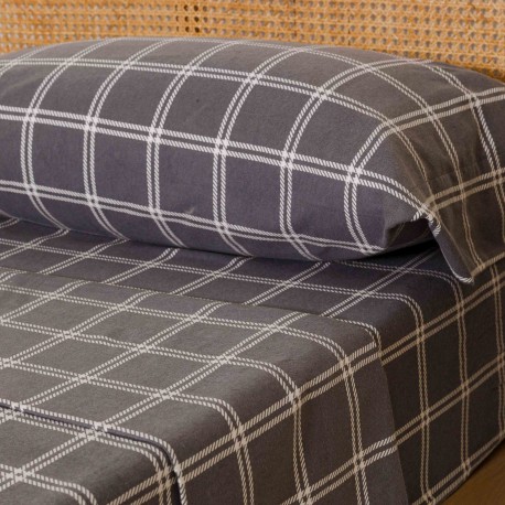 Set di lenzuola flanella Cuadro Nitari gris chiaro