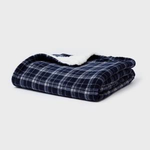 Coperta sherpa Cuadro Brais blu marino