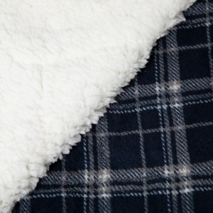 Coperta sherpa Cuadro Brais blu marino 2