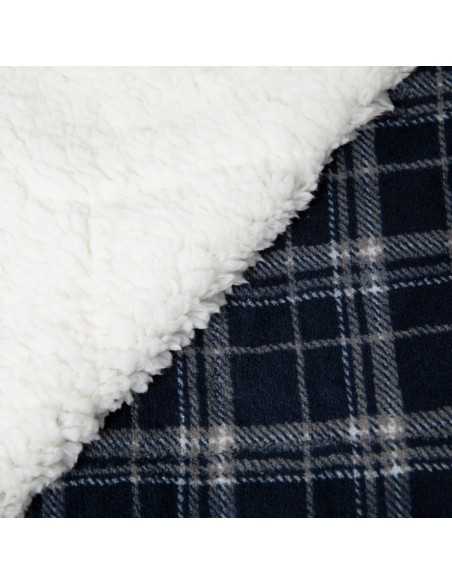 Coperta sherpa Cuadro Brais blu marino