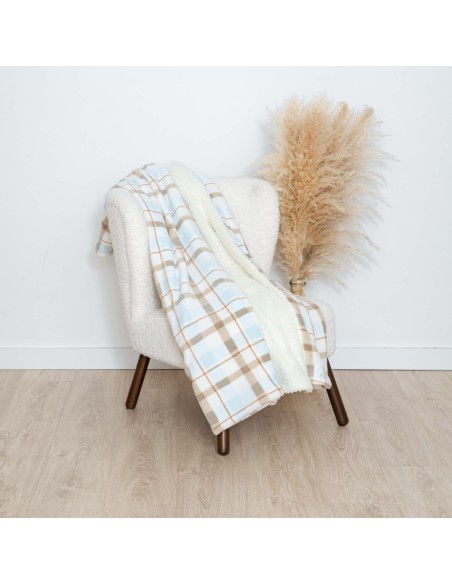 Coperta sherpa Cuadro Noric celeste