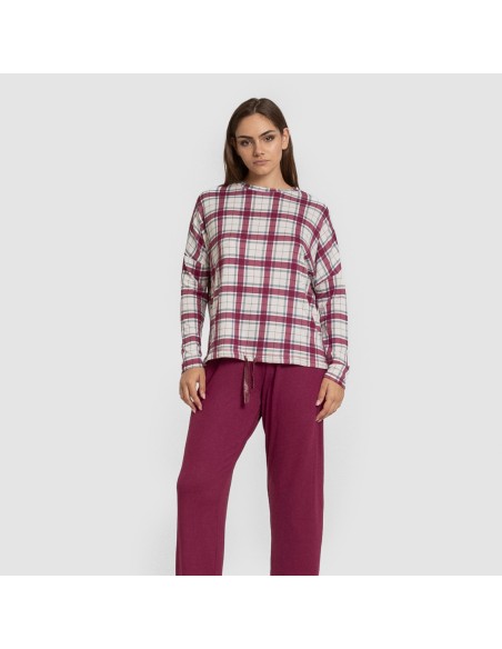 Pigiama lungo Secret donna Cuadro Dalis bordeaux