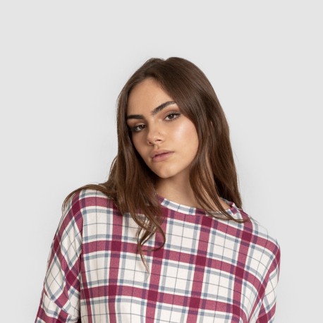 Pigiama lungo Secret donna Cuadro Dalis bordeaux