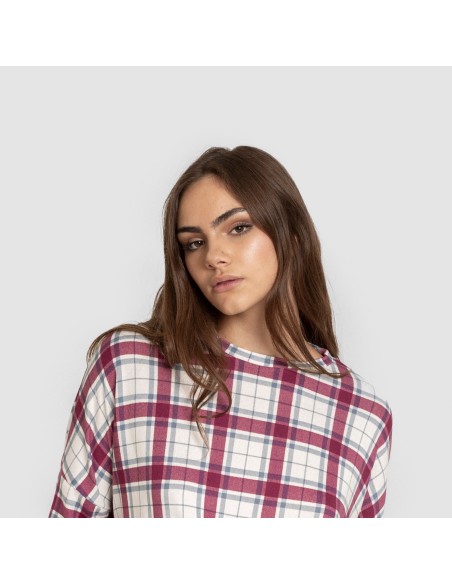 Pigiama lungo Secret donna Cuadro Dalis bordeaux