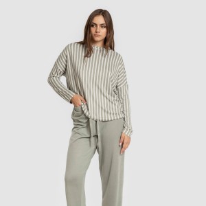 Pigiama lungo Secret donna Raya Marsella verde militare 2