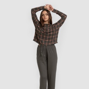 Pigiama lungo Secret donna Cuadro Nelby verde militare