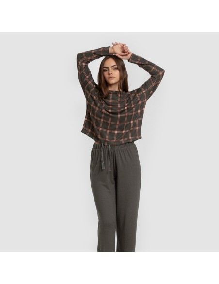 Pigiama lungo Secret donna Cuadro Nelby verde militare Pigiama lungo Secret donna Cuadro Nelby verde militare