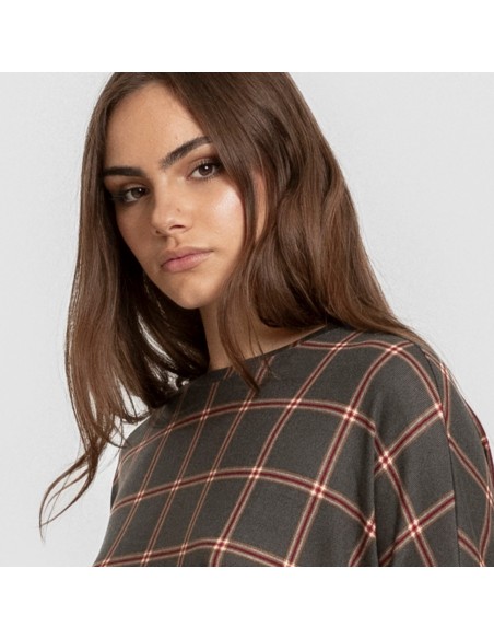 Pigiama lungo Secret donna Cuadro Nelby verde militare Pigiama lungo Secret donna Cuadro Nelby verde militare