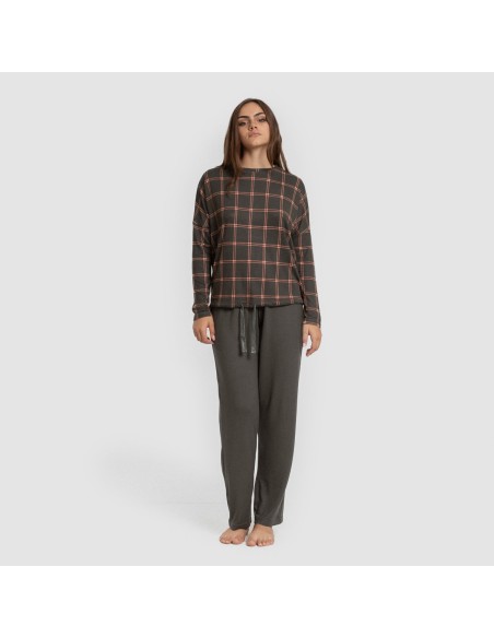 Pigiama lungo Secret donna Cuadro Nelby verde militare Pigiama lungo Secret donna Cuadro Nelby verde militare