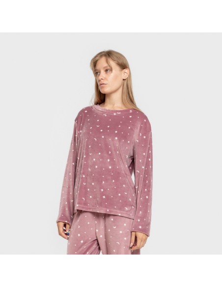 Pigiama velluto super soft Ambarina malva rosa Pigiama velluto super soft Ambarina malva rosa